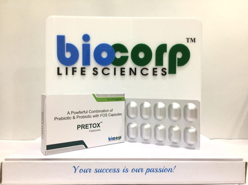 Prebiotic & Probiotic with FOS Capsules Pretox Biocorp Life Sciences