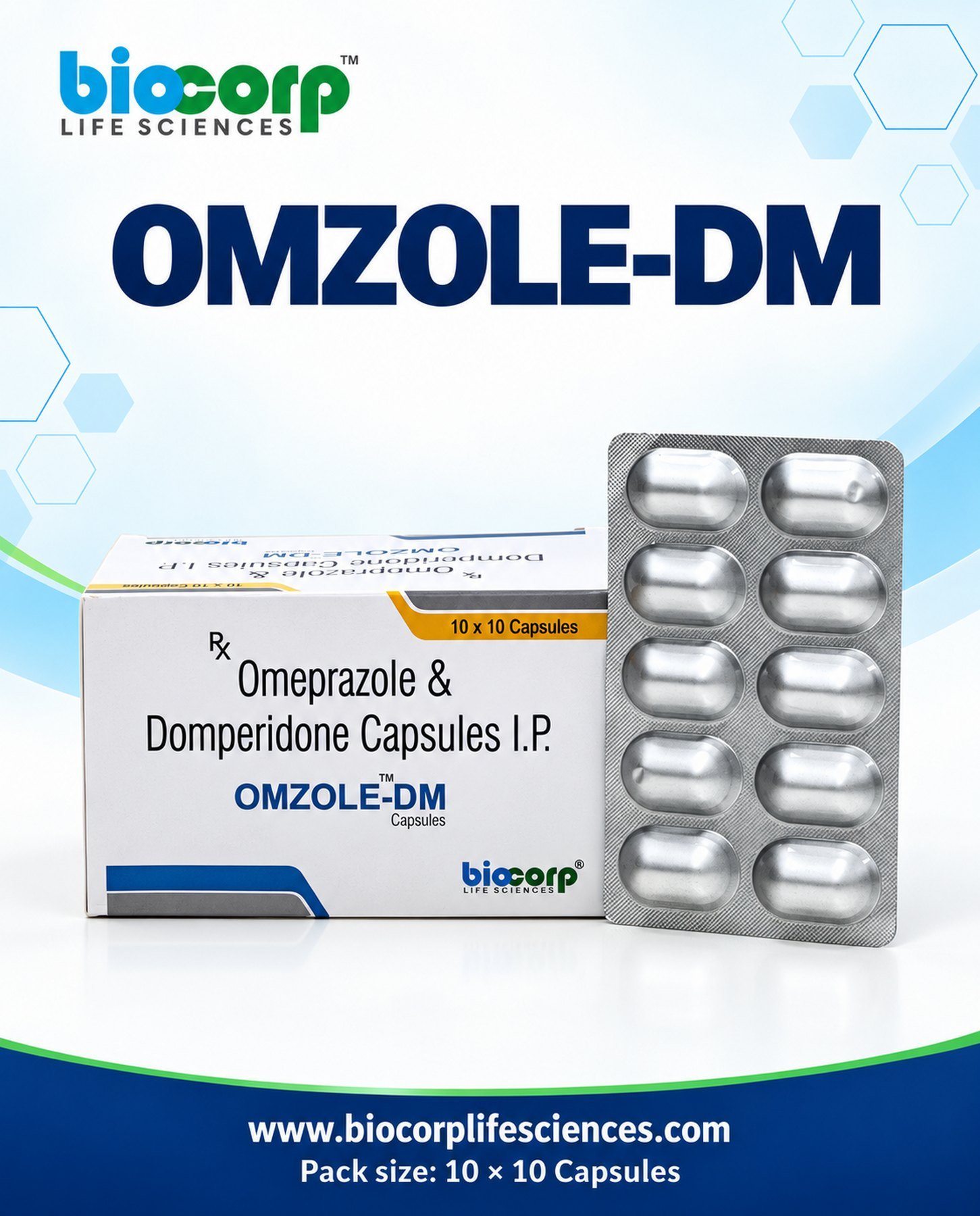OMZOLE-DM – Omeprazole & Domperidone Capsules pack
